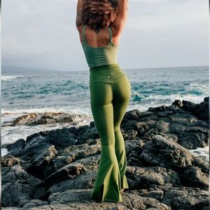 Green Flared Leggings